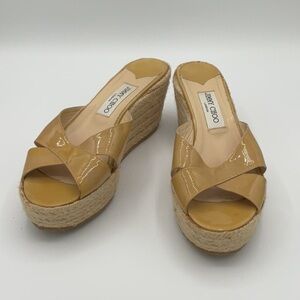 Jimmy Choo Paisley Criss Cross patent leather wedge